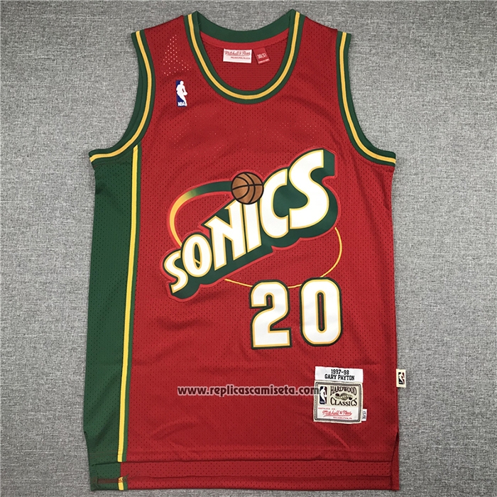 Camiseta Seattle SuperSonics Gary Payton #20 Historic Retro Rojo